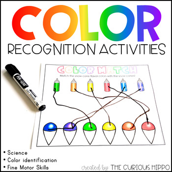 Color recognition activities for preschool by The Curious Hippo | TpT