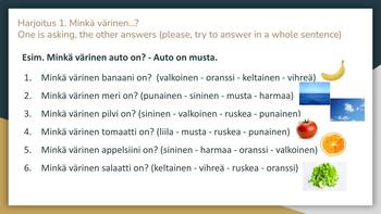 Preview of Colors in Finnish worksheet