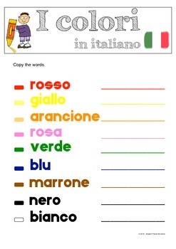 Preview of Colours in Italian / Colori in Italiano