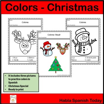 Preview of Colors in Spanish / Colores. Christmas Edition/ Navidad