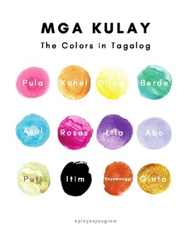 Colors in Tagalog by Play As You Grow | TPT
