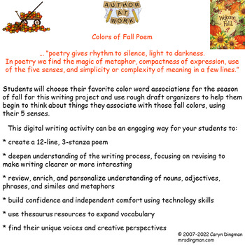 Preview of Colors of Fall Poem Writing Activity with Google Slides Student Directions