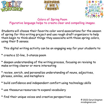 Preview of Colors of Spring Poem Writing Activity with Google Slides Student Directions