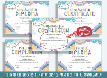 Preview of Colors of Success: 37 Pages of Rainbow-themed Diploma, Certificate, Invitation