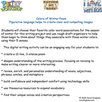 Preview of Colors of Winter Poem Writing Activity with Google Slides Student Directions