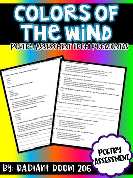 Preview of Poetry Assessment (Colors of the Wind from Pocahontas)