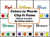 Colors to Words Clip It Game {Three Levels of Color Recognition}