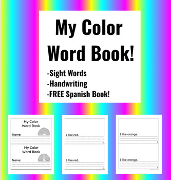 Preview of Colors vocabulary, sight word book Writing Kindergarten, pre-k FREE SPANISH book