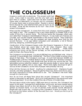 Preview of Colosseum Reading Comprehension
