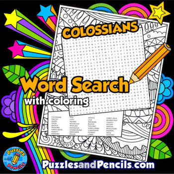Preview of Colossians Word Search Puzzle Activity with Coloring | Books of the Bible