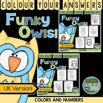 Preview of Colour By Code Funky Owls Know Your Colours and Numbers UK Version