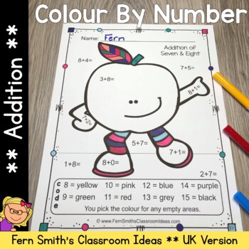 Preview of Fall Apples Colour By Number Addition UK Version