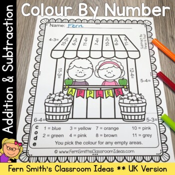 Preview of Colour By Numbers Apples Addition and Subtraction UK Version Bundle