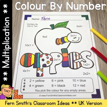 Preview of Fall Apples Colour By Number Multiplication UK Version