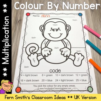 Preview of Colour By Number Multiplication UK Version