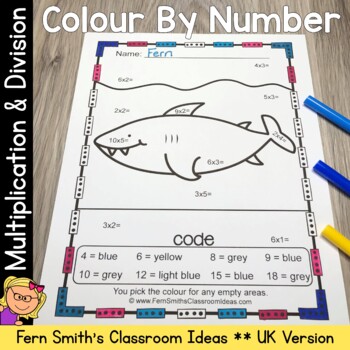 Preview of Colour By Number Ocean Animals Multiplication and Division Bundle