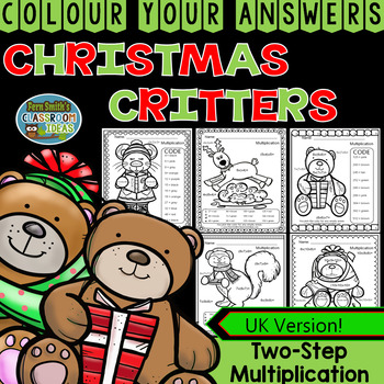 Preview of Colour By Numbers Christmas Two-Step Multiplication UK Version