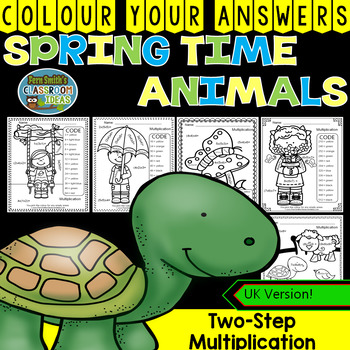 Preview of Colour By Numbers Spring Two-Step Multiplication UK Version