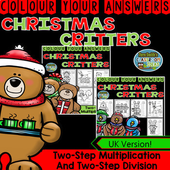 Preview of Christmas Colour By Number Two-Step Multiplication and Two-Step Division Bundle