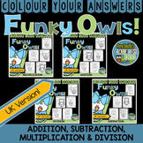 Colour By Numbers Funky Owl Addition Subtraction Multiplic