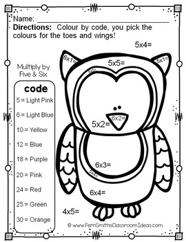 Colour By Numbers Funky Owls Multiplication UK Version | TPT