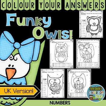 Preview of Colour By Numbers Funky Owls Know Your Numbers UK Version
