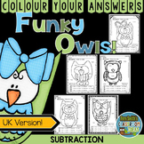 Colour By Numbers Funky Owls Subtraction UK Version