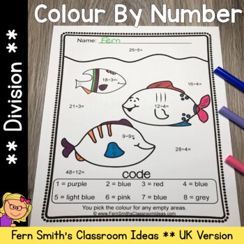 Preview of Colour By Number Ocean Animals Division UK Version