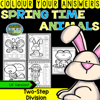 Preview of Colour By Numbers Spring Time Animals Two-Step Division UK Version
