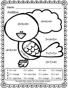 Colour By Numbers Spring Time Two-Step Math Problems Bundle | TPT