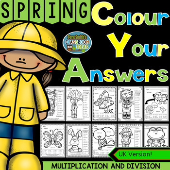Preview of Colour By Numbers Spring Time Two-Step Multiplication and Division Bundle