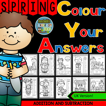 Preview of Colour By Numbers Sunny Spring Three Addends Addition and Two-Step Subtraction