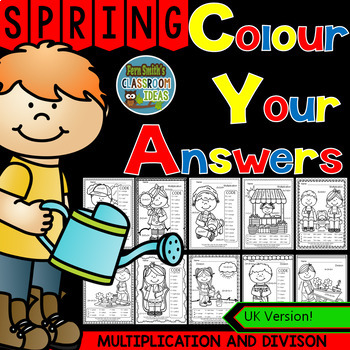 Preview of Colour By Numbers Sunny Spring Two-Step Multiplication and Division Bundle