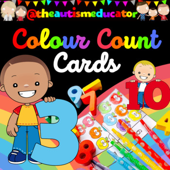 Preview of Colour Count Cards for Autism Special Education / Preschool