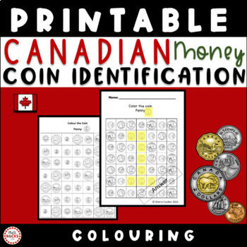 Preview of Canadian Money Activity Colour The Penny FREE Canadian Coin Worksheet Grade 1