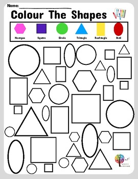 Colour The Shapes Worksheet by Wonders Warehouse | TPT