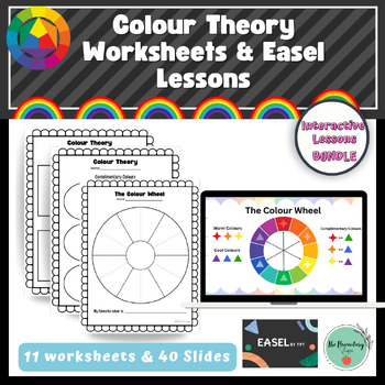 Preview of Colour Theory & Colour Mixing Worksheets & Easel Lesson BUNDLE