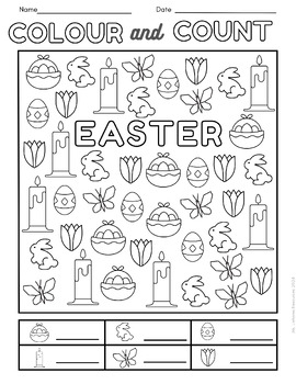 Preview of Colour and Count Easter Worksheet