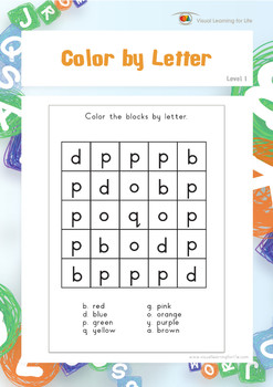 color by letter visual perception worksheets by visual learning for life