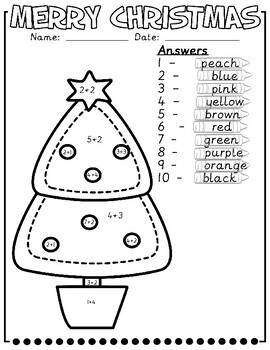 Colour by adding to 10 Maths Christmas worksheets - Kindergarten ...