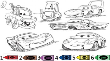 Preview of Colour by number - Lightning McQueen!