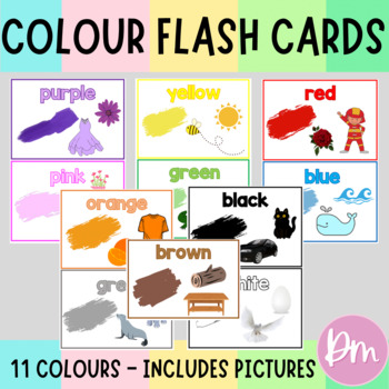 Colour flash cards with pictures by Designing minds xx | TPT