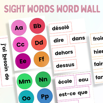 Preview of Colourful Sight Words Word Wall with Headers (French Immersion)