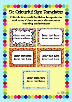 Preview of Editable Colourful Sign template for Classroom or Learning Environment Signs