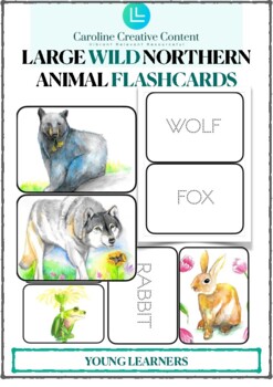 Preview of NORTHERN Animal Vocabulary FLASHCARDS - YLS - MONTESSORI