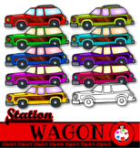 Colourful Station Wagon Clip Art
