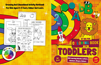 Preview of Colouring Book for Toddlers with Learning Animals, Letters, Numbers, Shapes