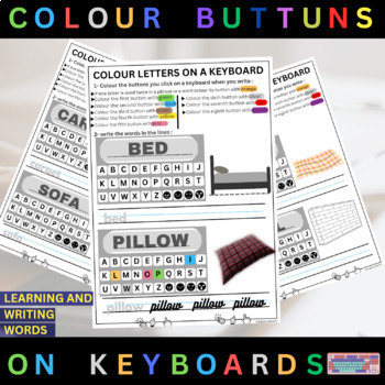 Preview of Colouring Buttons on a Keyboard to Write Words; 1st, 2nd, 3th Grade
