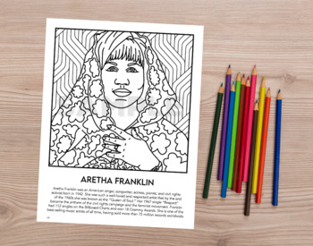 Preview of Coloring Page - Aretha Franklin (Free Resource!)