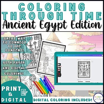 Preview of Coloring Through Time Color Pages | Ancient Egypt Edition - Print & Digital